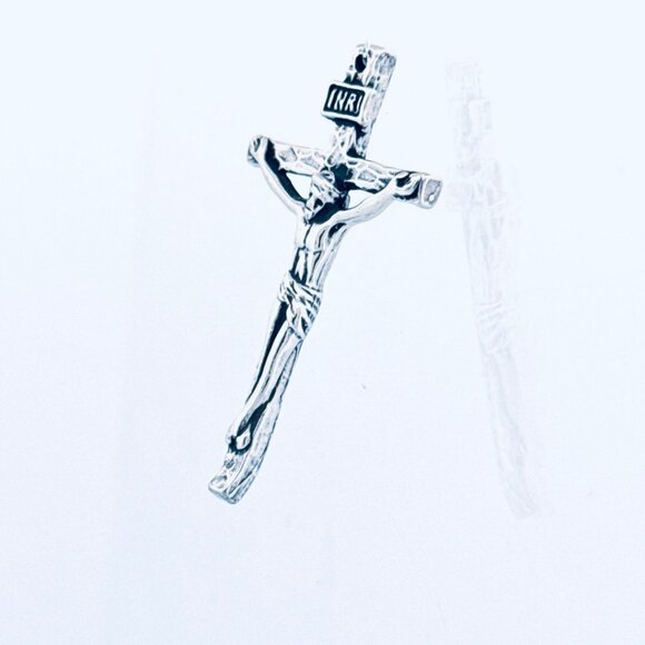 Sterling Silver 925 Textured Crucifix Pendant Oxidized Hammered Finish Religious - Picture 7 of 11